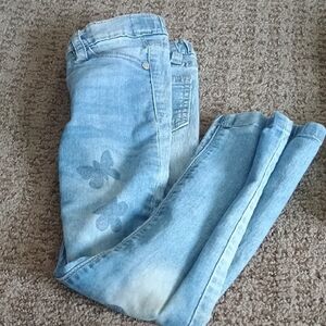 Light Blue Girls Jeans with Butterfly Design